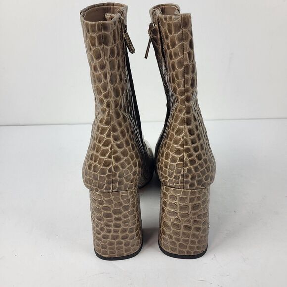 Sam Edelman Codie Croc Effect Leather Ankle Boots TAN/BROWN Size 9.5 M - Picture 4 of 10